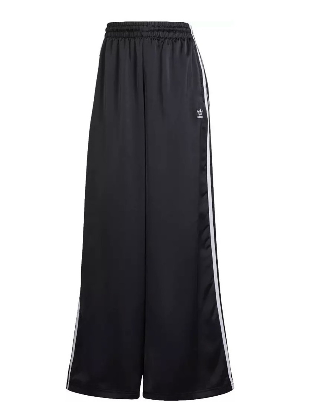 adidas Black Satin Wide-Leg Track Pants- size 6